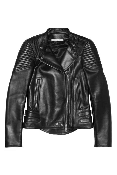 givenchy black leather ribbed biker jacket|Biker jacket in leather .